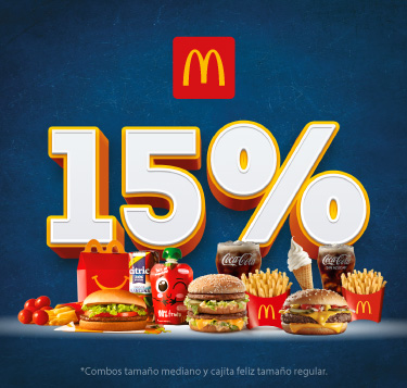 ¡Ahorrá 15% en tu Cajita Feliz, combos Cuarto de Libra, Big Mac y Cono helado!
