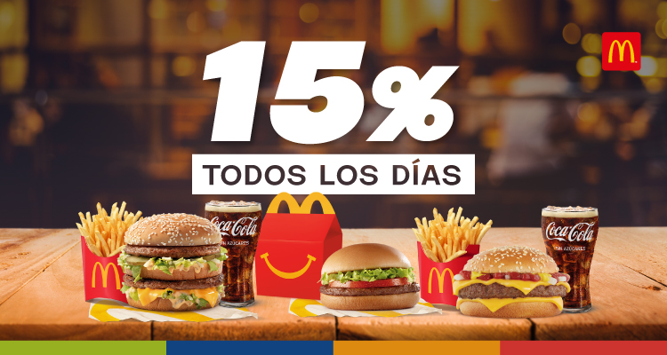 ¡Ahorrá 15% en tu Cajita Feliz, combos Cuarto de Libra, Big Mac y Cono helado!